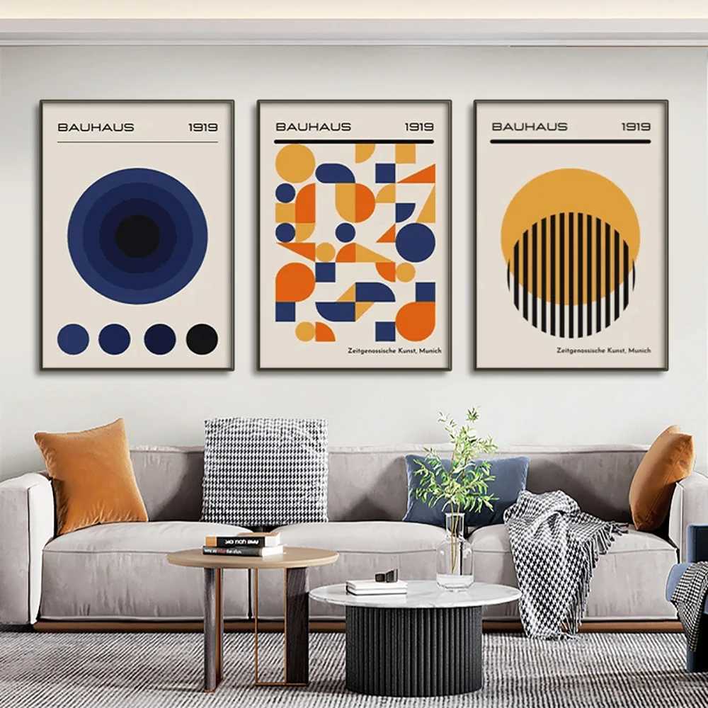 Paintings Mid Century Modern Bauhaus Abstract Geometric Posters Wall Art Canvas Painting Prints Pictures Gallery Living Room Interior Home L26060-image-999893127