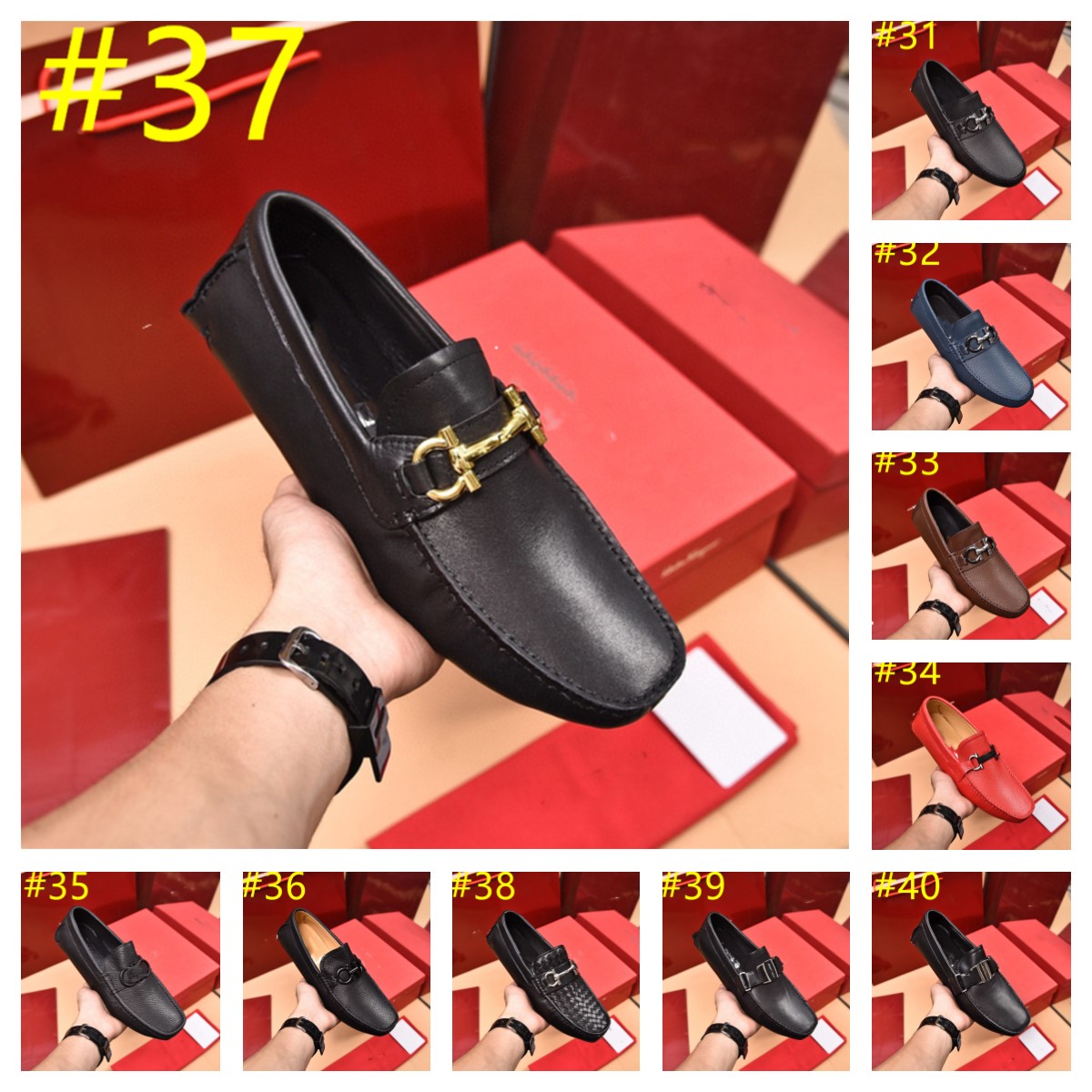 70 Modèles de luxe Locage Penny Chaussures pour hommes Slip on Le cuir Designer Dress Chaussures Big Taille 38-46 Brogue Carving Mandin de condui