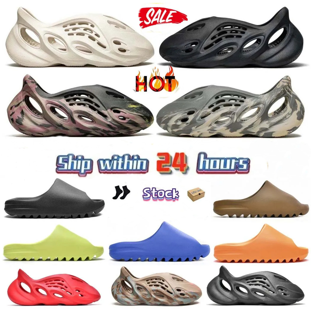 Designer slides for men Sandals onyx Bone Azure Flax Pure restock pair Ochre glow green Resin Soot black Core womens sandals mens solid slide classi