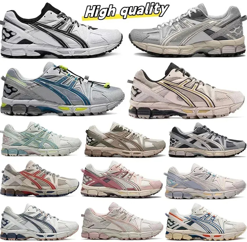 Chaussures de course de créateurs gel kahana8 basse hauteur rétro athlétique mascules entraîneurs extérieurs baskets sportives obsidien gris crèm