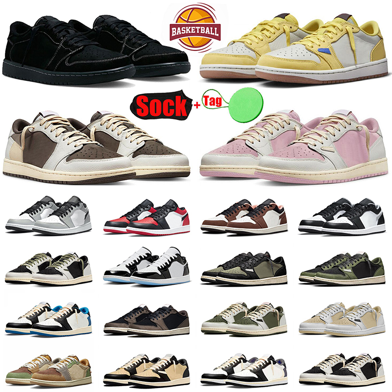 Reverse Mocha 1 low basketball shoes Cactus Jack Black Phantom 1s Shy Pink Canary Pale Ivory sneakers Wolf Grey Sail Medium Olive Panda Dark Pony me
