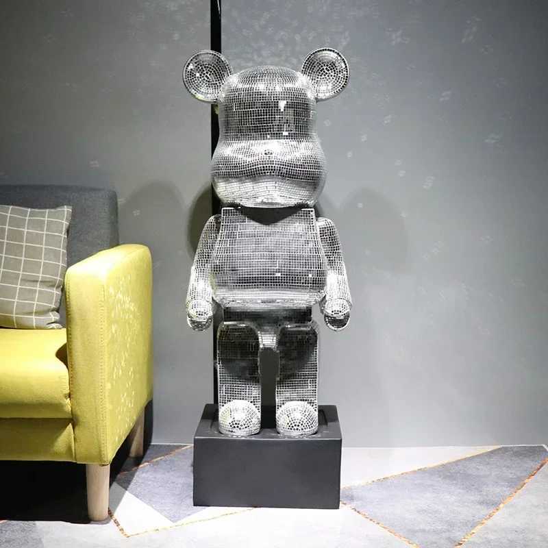Decorative Objects Figurines 80cm Large Mirror Bear Figurine Aesthetic Violent Bear Statue Reflective Sculpture Luxury Living Room Decoration Home O