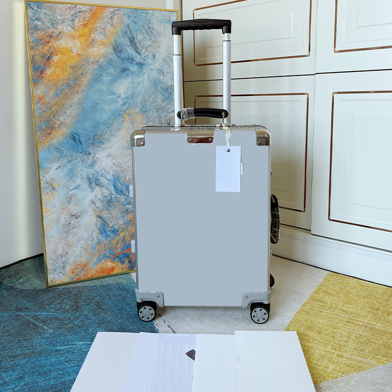 Designer Suitcases Aluminium Alloy Luggage Trolley Box Luggage Capacity Luggage Suitcases Black Handle Boarding Case With Wheel-image-1000778878