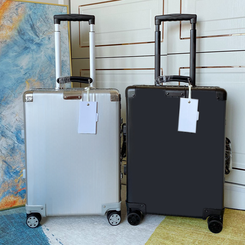 Designer Suitcases Aluminium Alloy Luggage with Wheel Trolley Luggage Large Capacity Luggage Suitcases Black Handle Boarding Case Premium-image-1000779776