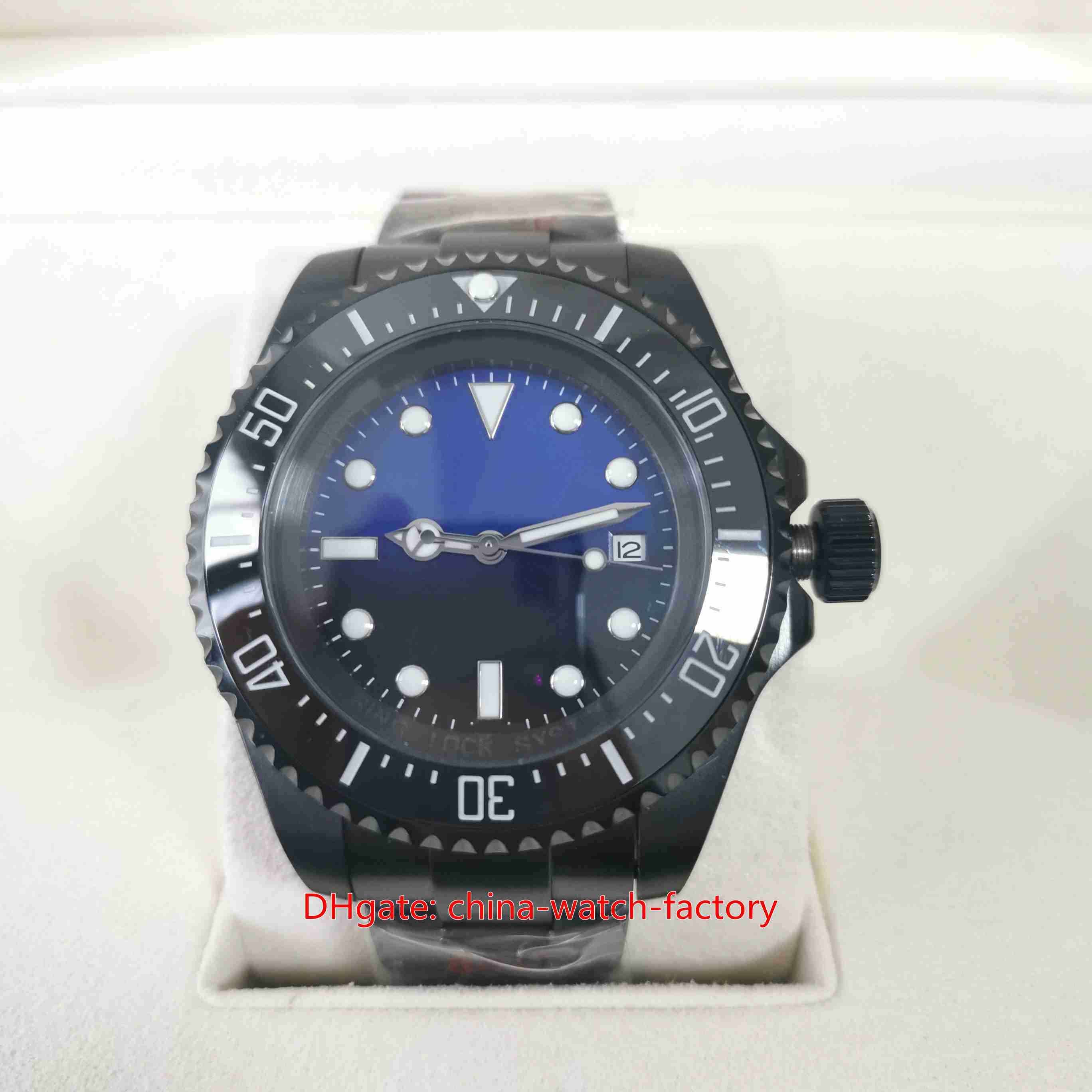 Luxury Mens Watch High Quality 44mm SeaDweller 116660 DBlue Black PVD Case Ceramic Bezel Stainless Steel Asia 2813 Movement Mechanical Automatic M