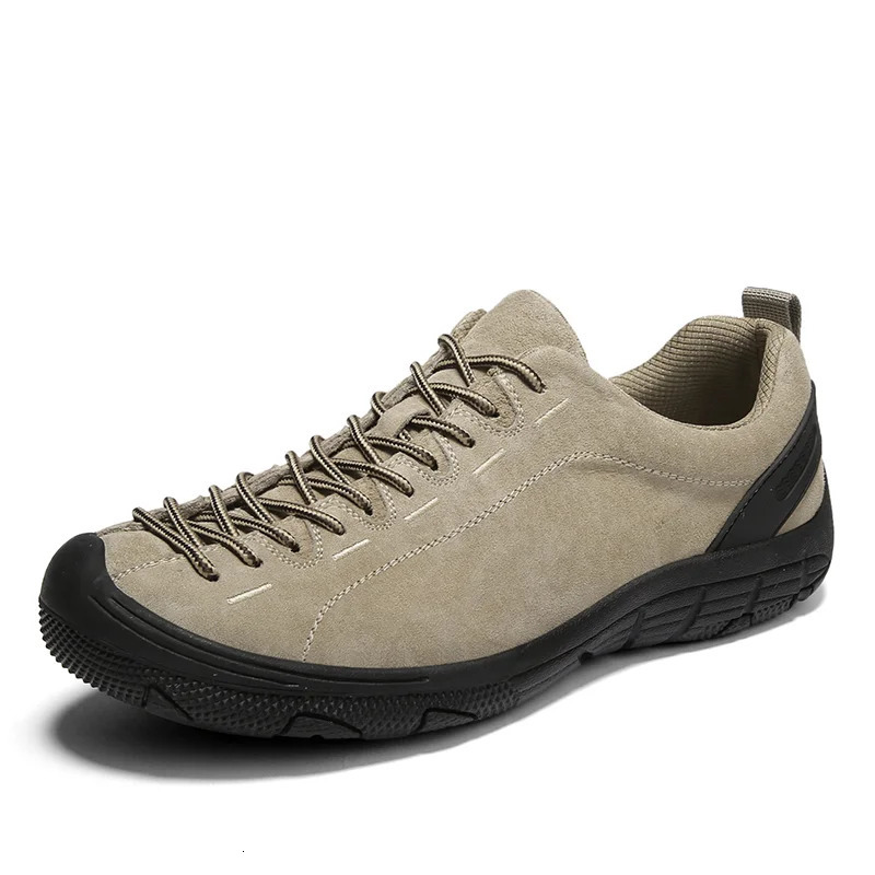 casual brown mens hiking shoes suitable for womens waterproof hiking high-quality suede leather outdoor sports shoes non slip low cut large 24071