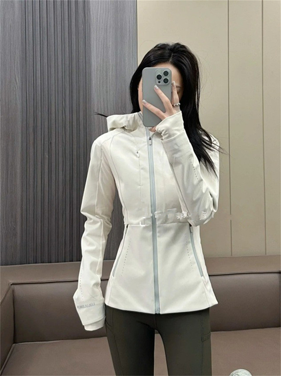 LM Womens Winter hooded Jacket Outfit Crooss Chill Sports Shaping Waist Fitness Jackets Jogging Sportswear Outdoor