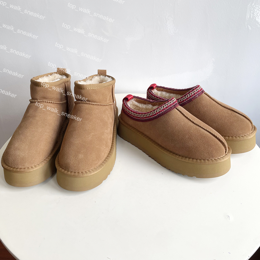 Designer Boots Tazz Slippers Mini Booti Women Platform Tasman Suede Slides australian Snow Boot Winter Warm Wool Shoes Bootes Fur Sheepskin Ankel Bo
