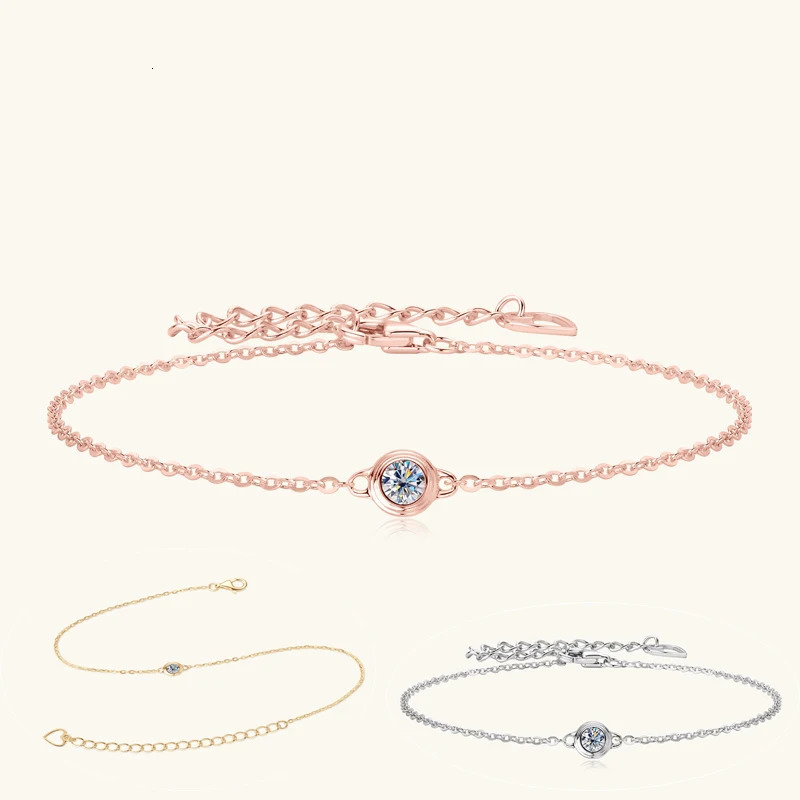 Apasion 3mm 0.1 ct Tennis Bracelet For Women 100% 925 Sterling Silver Adjustable 16.5cm5cm Bangle Hand Chain Jewelry 240702