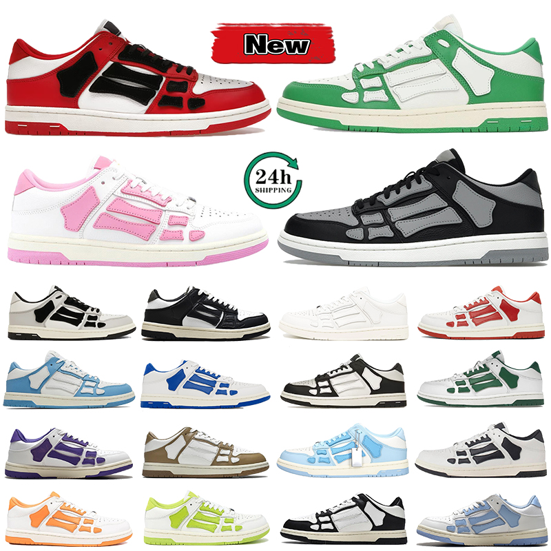 Designer Sneakers mens Casual Shoes Skel Top Low Genuine Leather Sneaker White Green Black Grey Brown Powder Blue womens shoe women Sports Trainers
