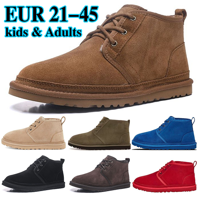 neumel boots designer men women australia Chestnut big red Fur Sheepskin Shearling Mules Platform Winter clog Wool Ankle snow mens boots shoes