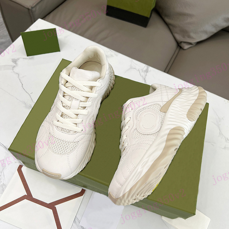 2024 New Mens Sneakers Casual Shoe Classic Designer Shoes Ripple Interlocking Chunky Leather Sneaker Black Beige Pale Pink Metallic Silver Womens Ou