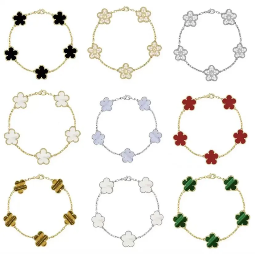 Bracelet de trèfle pour hommes et femmes bijoux de créateurs Bracelets à quatre feuilles Gold Sier Agate Dia Fashion Charm Chaîne de mariage Cade