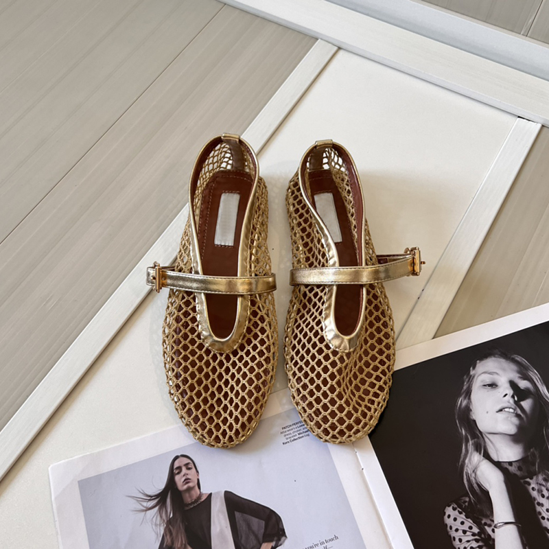 Mary Jane chaussures créateur maille ballerines plates femmes cristaux sur filet ballerines mocassins boucle agneau Vienne sandal luxe chaussures