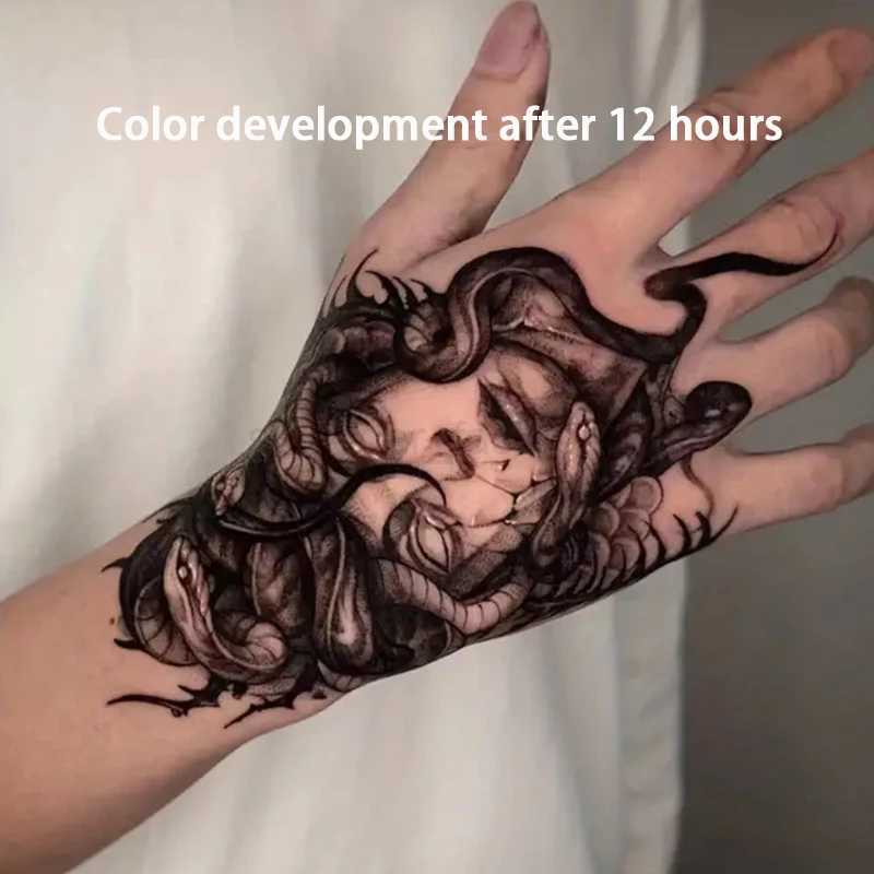 Temporary Tattoos Medusa Herbal Juice Tatoo Sticker Sexy Hotwife Fake Tatto for Women Men Half Arm Chest Waterproof Y2K Art GiftB240712
