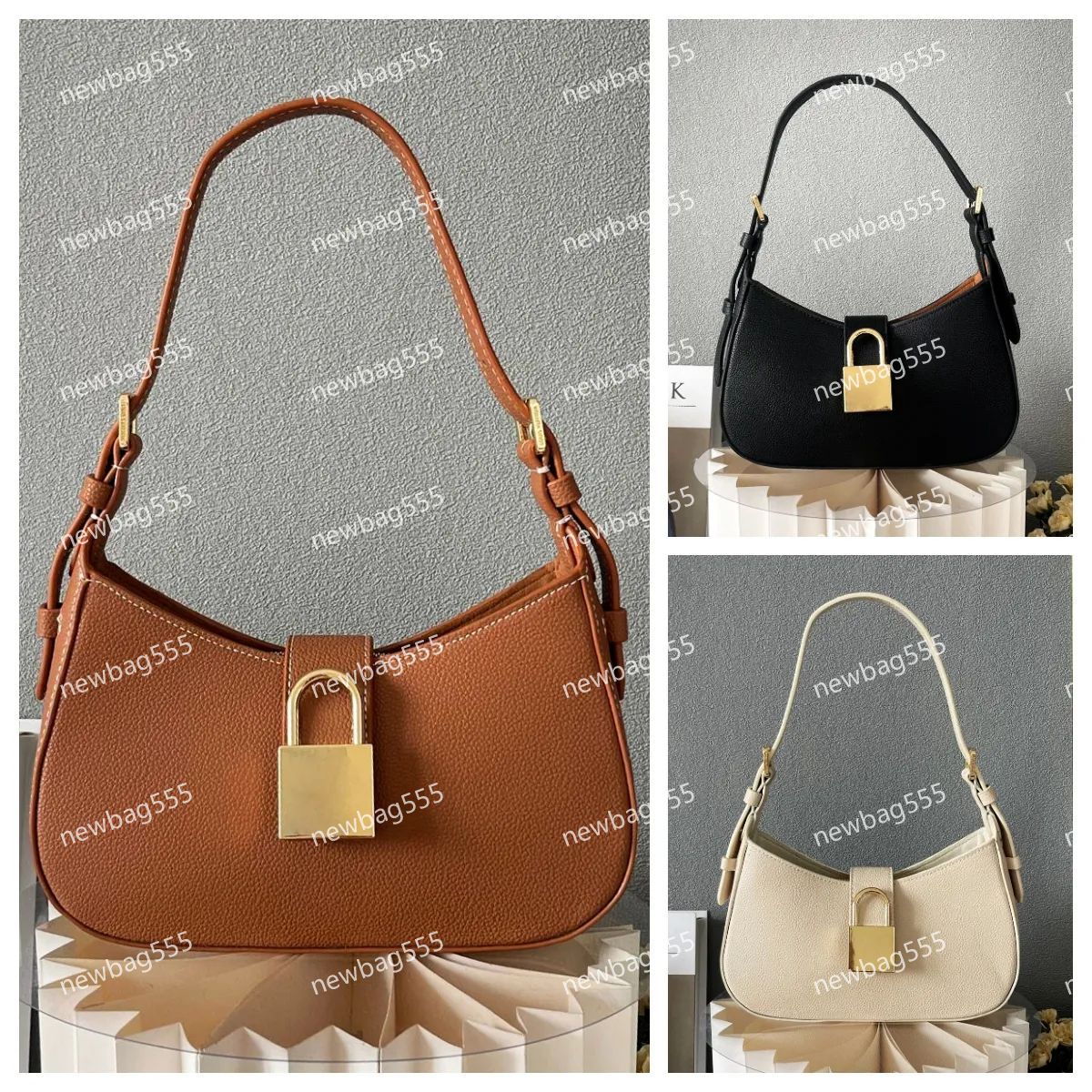 Sac à bandoulière plus récent le plus récent Sac à épaule discret Femme Drif à main en cuir noir Bouetche réglable Classic Brown Brown Blancs Rob
