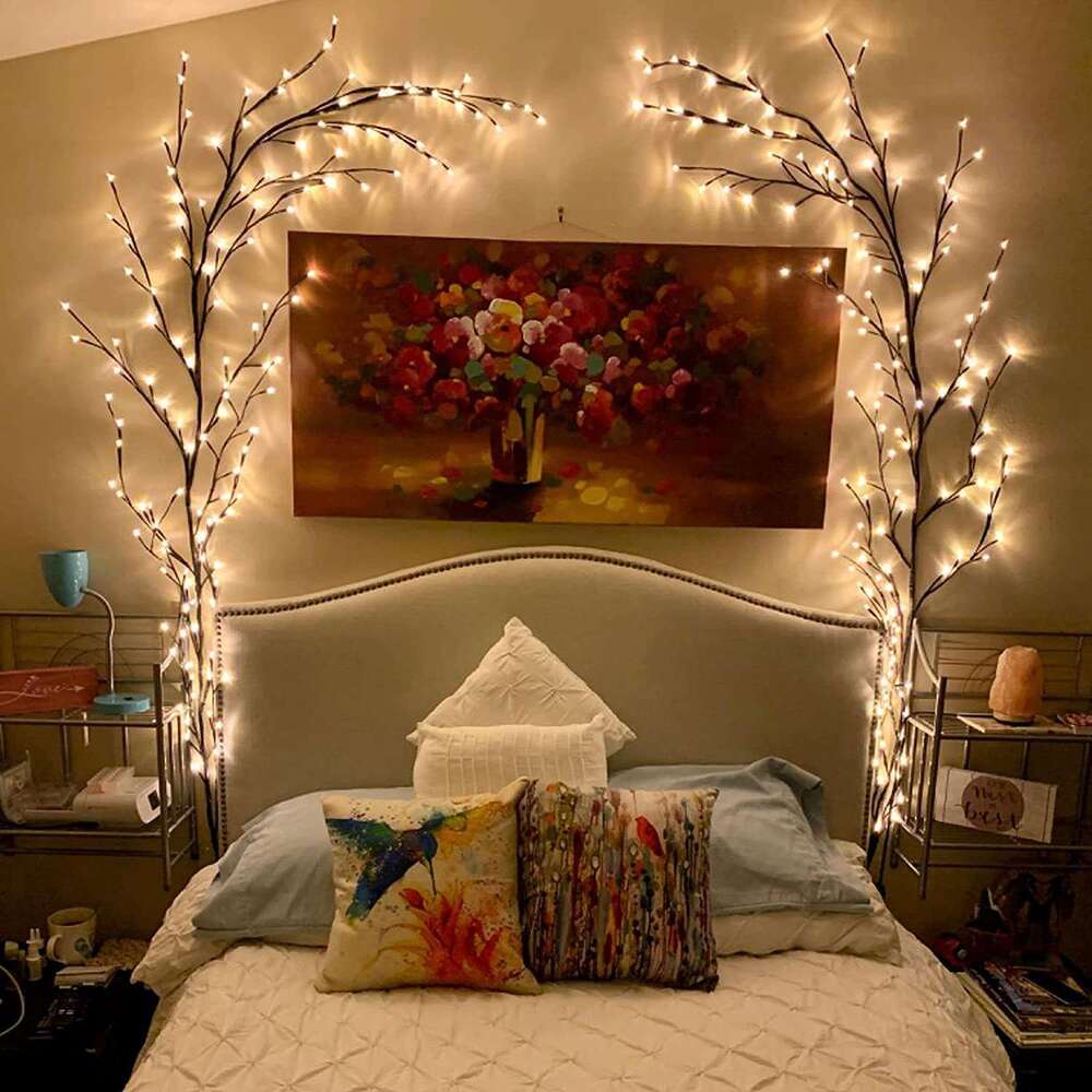 144 LED Willow Vine Twig Rattan Fairy Night Light For Room Wall Wedding Valentine's Day Garland Flexible Branch Decor Lamp 7.5Ft 0711-image-1001360820