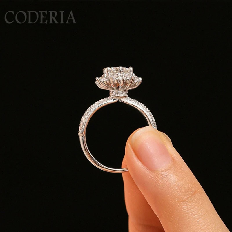 Custom 1 Carat Sterling Silver Ring Bridal Wedding Gift Diamond Ring With Certificate Black Card Included Box 240702