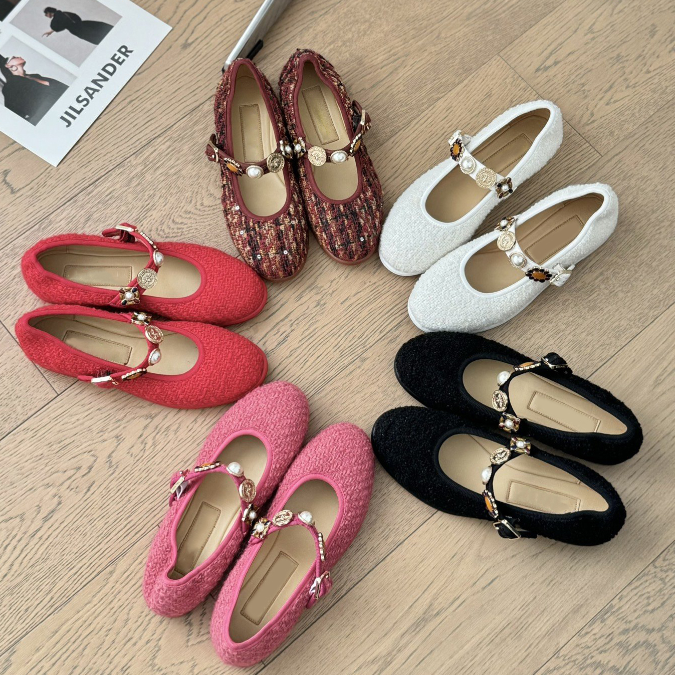 2024 Nouvel atelier Mary Jane Chaussures Ballet en cuir Plats de premier printemps Chaussures de conception Chaussures de créateurs pour femmes C