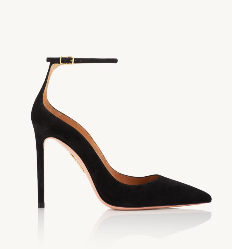Marques de luxe chaussures sexy femmes robe escarpins de mariée talons hauts Love Affair Pump 105mm bride à la cheville bout pointu cuirs satinés