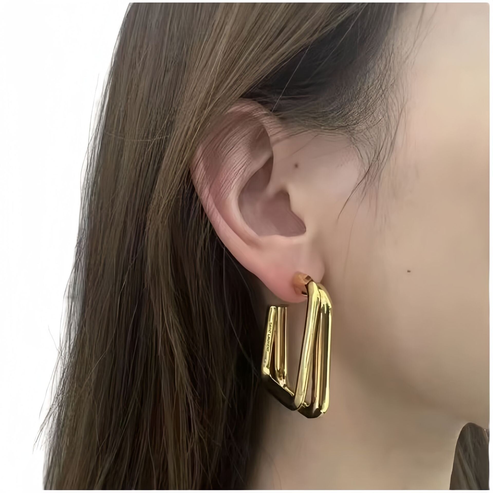 Fashion Geometric rectangular Earrings three-layer earrings European and American retro gold-plated with French vintage style and exaggerated per