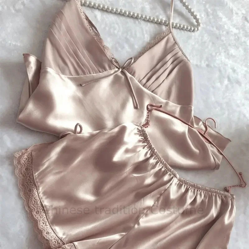 Pyjama d'été costume à lacets Cami shorts 2 pièces Lingerie vêtements de nuit rayonne Homewear femmes vêtements de détente amples grande taille 3
