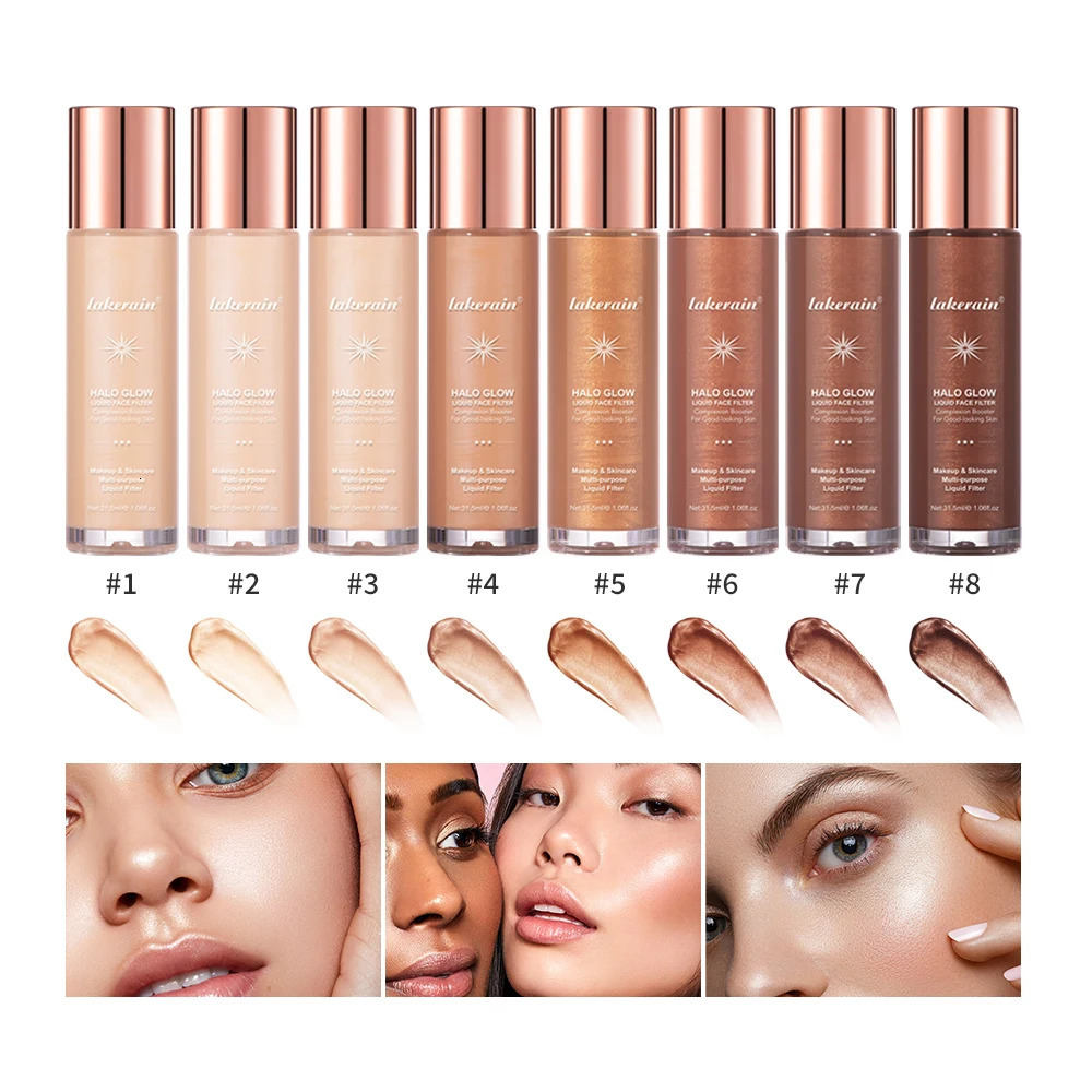 Halo Glow Liquid Filter Liquid Highlighter Face Contouring Pearlescent Makeup Brightener Bronzer Glow Body Face Contour Shimmer 240710
