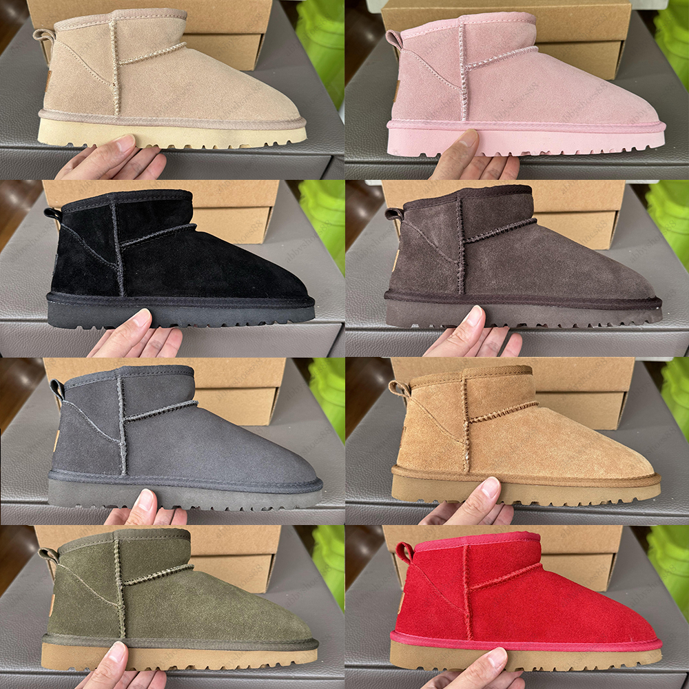 Australia Designer snow boots women Cowhide warm Boot mustard seed ultra mini Boots chestnut suede men shoes womens winter ankle booties 35-45