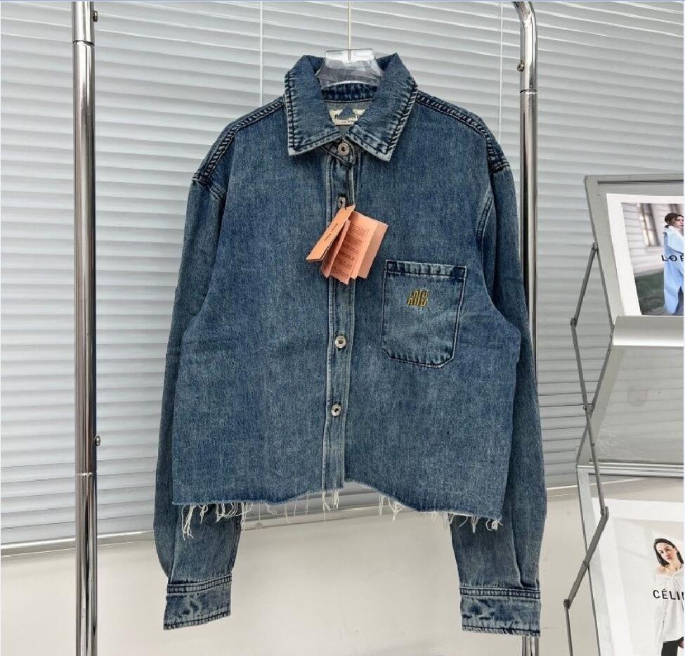 High quality Mi 24s autumn and winter new item slim fit chest letter embroidery irregular shirt jacket denim