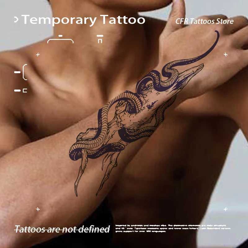Sexy Hotwife Half Arm Chest Waterproof Temporary Tattoos Fake Tatto for Women Men Snake Herbal Juice Tattoo Sticker Cool StuffB240713
