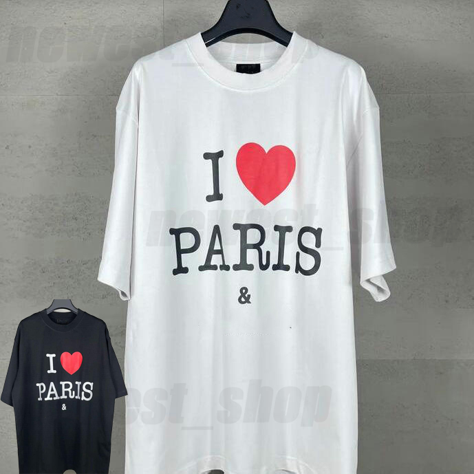 Designer Mens Plus Taille T-shirt T-shirt Lettre classique Impression de luxe High Summer I Love Paris Oversize Streetwear Streetwear Coton Cotto
