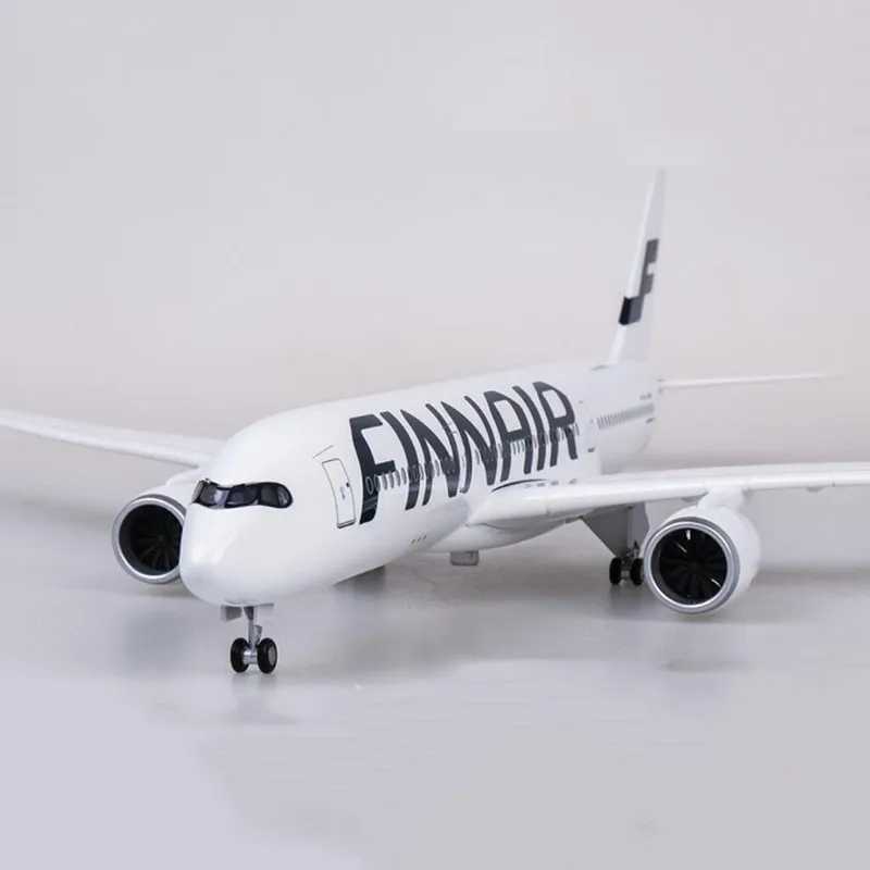 Aircraft Modle 47CM 1/142 Scale Model FINNAIR Airways Diecast Resin Airplane Airbus A350 With Light and Wheel Collection Display Toys GiftsL475-image-1002176789