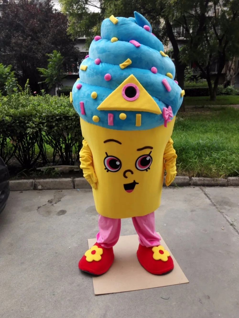 Costumes de mascotte de crème glacée de haute qualité, robe de soirée fantaisie de noël, tenue de personnage de dessin animé, taille adulte, carn