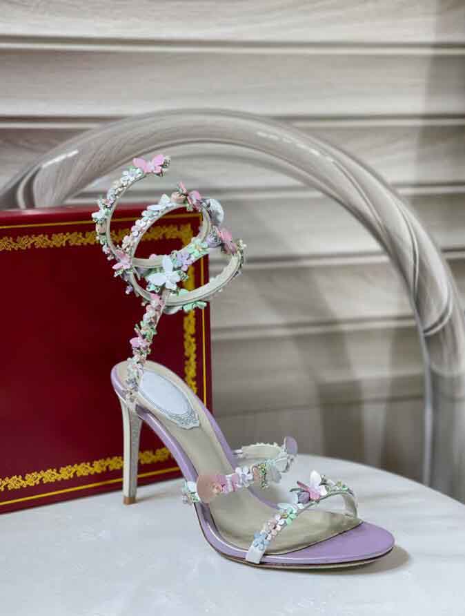 Marque de luxe Sandales en satin d'été Chaussures fleurs bouquet robe de fête à lanière Caovillas Gladiator Sandalias Matériaux de la plus haute