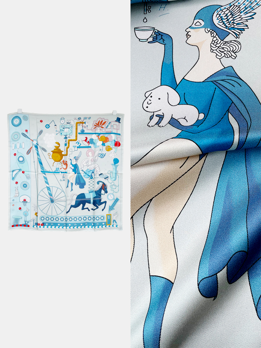 Foulard en soie de mûrier bleu femmes été printemps bords roulés à la main châles sac de ceinture Bandanas hauts décoration cheveux tête sergé fo