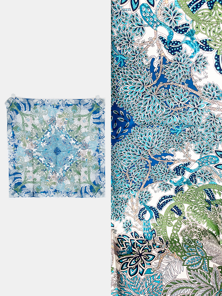 Foulard en soie sergé de mûrier bleu femmes été bords roulés à la main châles sac de ceinture Bandanas hauts accessoires cheveux cou sergé foular