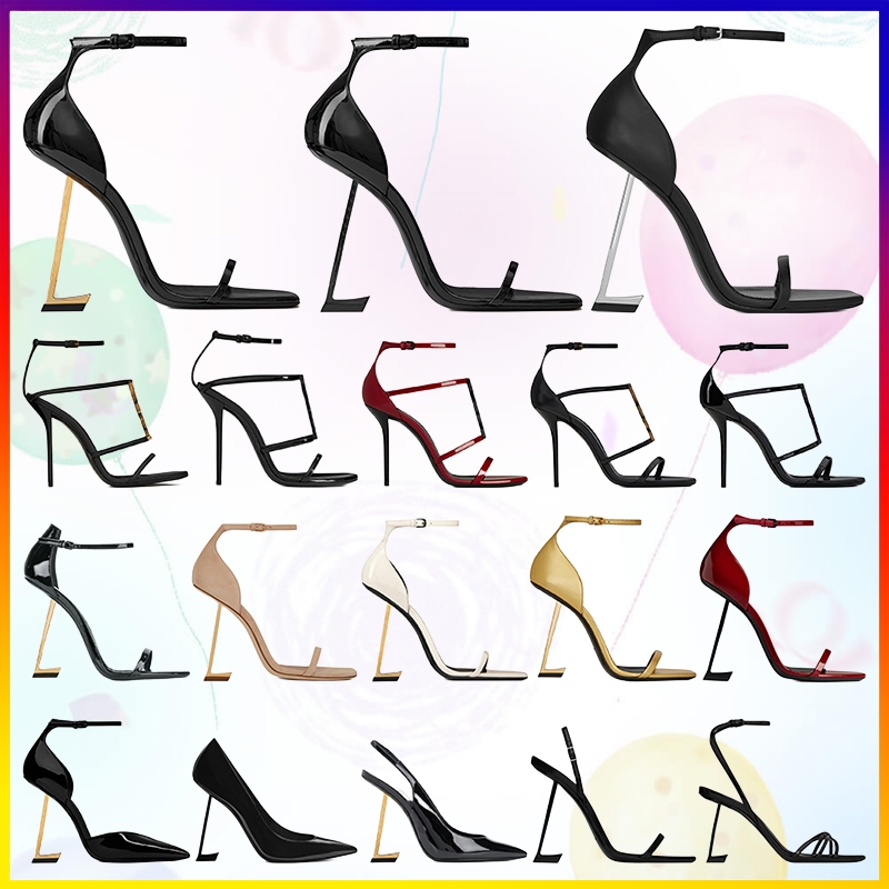 Avec boîte femmes chaussures habillées de luxe concepteur talons hauts en cuir verni ton or noir nued rouge femmes dame talon sandales de mode fê