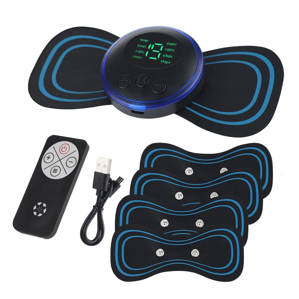 EMS neck massager with remote control 5 patches portable microfluidic mini massager to relieve back muscle pain 240713