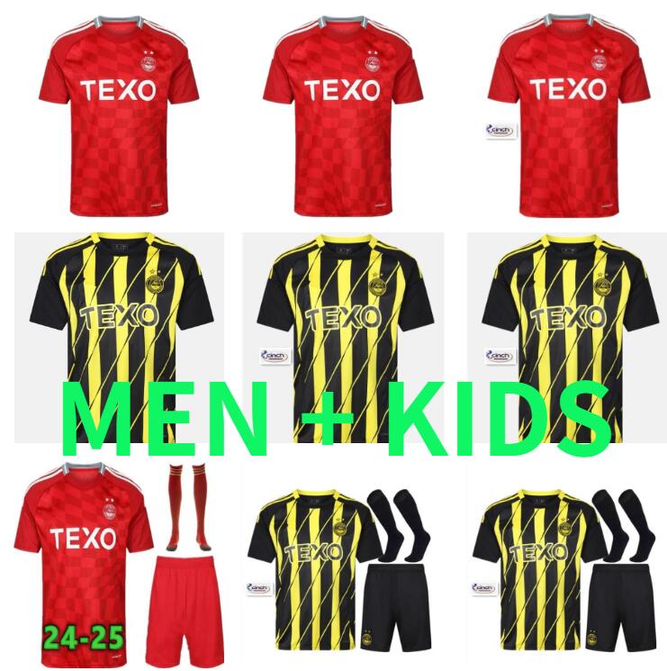 24 25 Jerseys de football Aberdeen Miovski Barron Shinnie Clarkson Sokler Morris MacDonald Duk Doohan Besuijen Polvara Duncan 2024 2025 Men Kit K