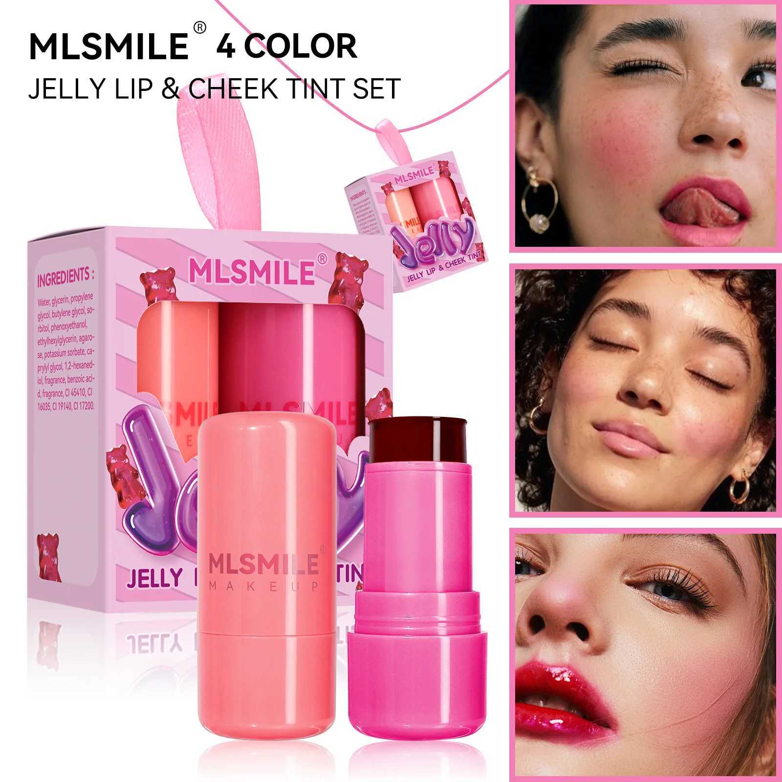 Luxe 2026 Nouveau MLSMILE 2Pcs Jelly Blush Mini Set Cheek Dye Longue Durée Facile Couleur Éclaircissant Naturel Brillant À Lèvres Stick Blush Exp