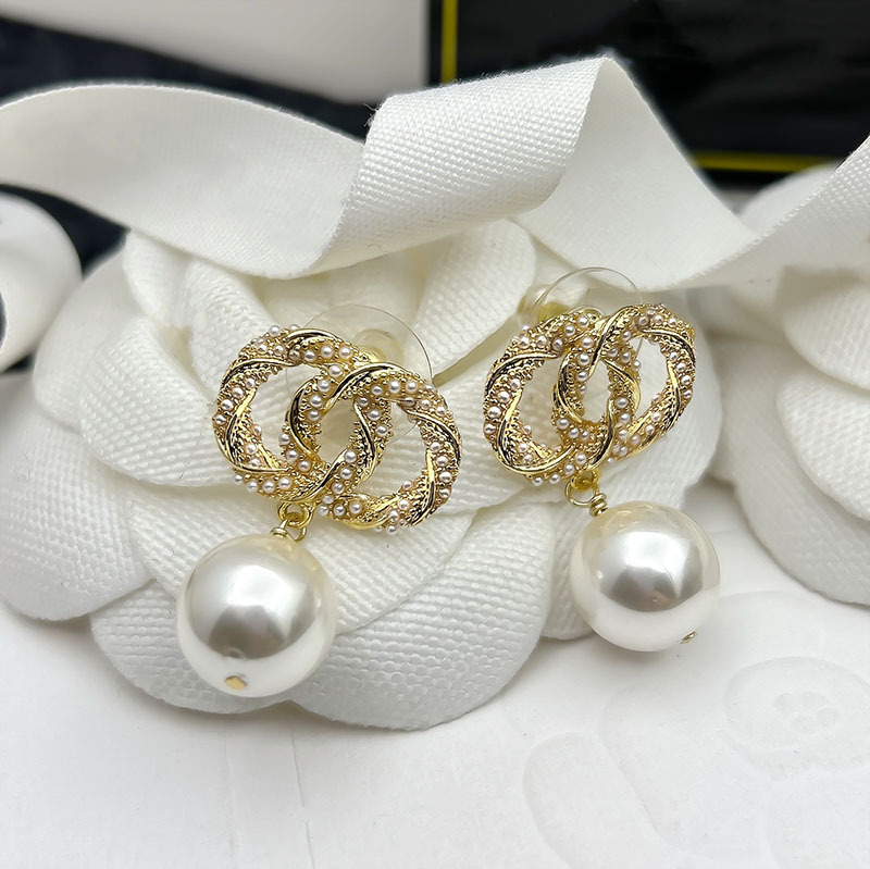 Luxury pearl earrings designer jewelry women designer earrings stud diamond fashion dangle earings party gift