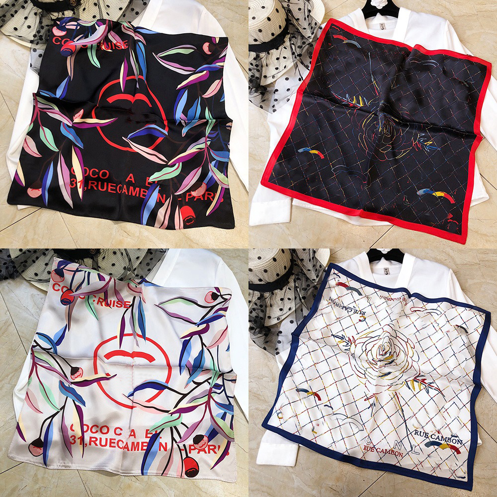 Brand Silk Scarf Counter New Twill Silk Camellia Pattern Scarf Luxury Designer Girl Print Shawl Lovers Love Gift Accessories Fashion Versatile