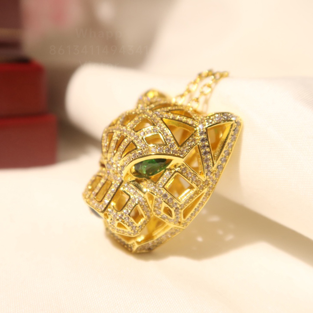 Collier Panthere Hollow Out pour femmes concepteurs pour l'homme incrusté de créateurs de marque de bijoux en diamant le plus haut en or Emerald