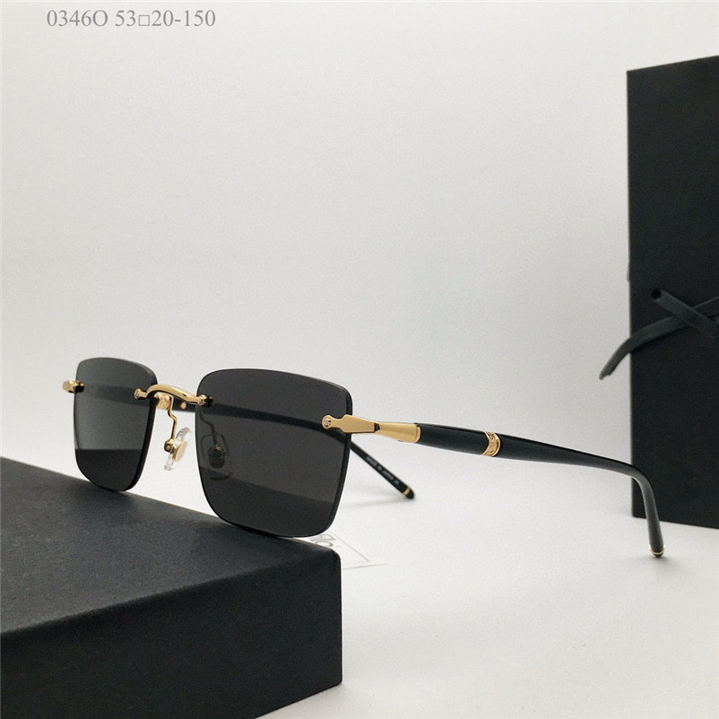 New fashion design square sunglasses 0344S metal frame fountain pen shaped temples simple and popular style outdoor UV400 protection eyewear
