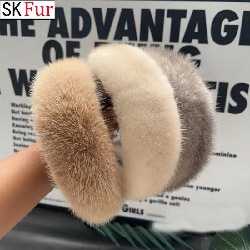 Headbands Real Mink Fur Barrettes Winter Fluffy Hair Claw Elegant Acrylic Hairpins Clip Crab Headwear for Women Girls Hair Accessories S247164-image-1003014611