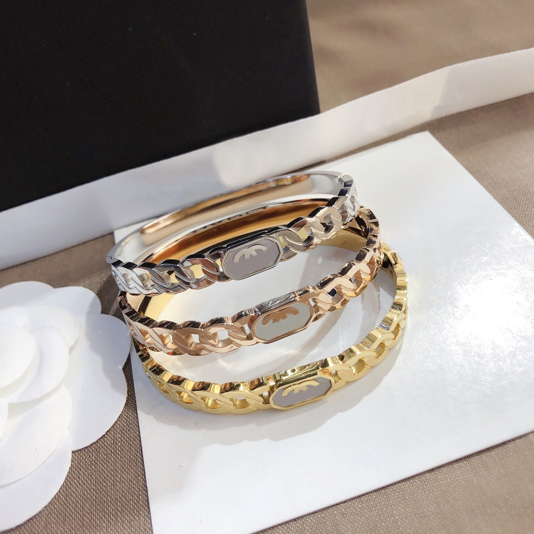 Europe America Fritillary Bracelets Bangle Luxury Designer Jewelry Stainless steel Crystal Women 18K Gold Silver Plated Love Gift Bangles Bracele-image-801289924