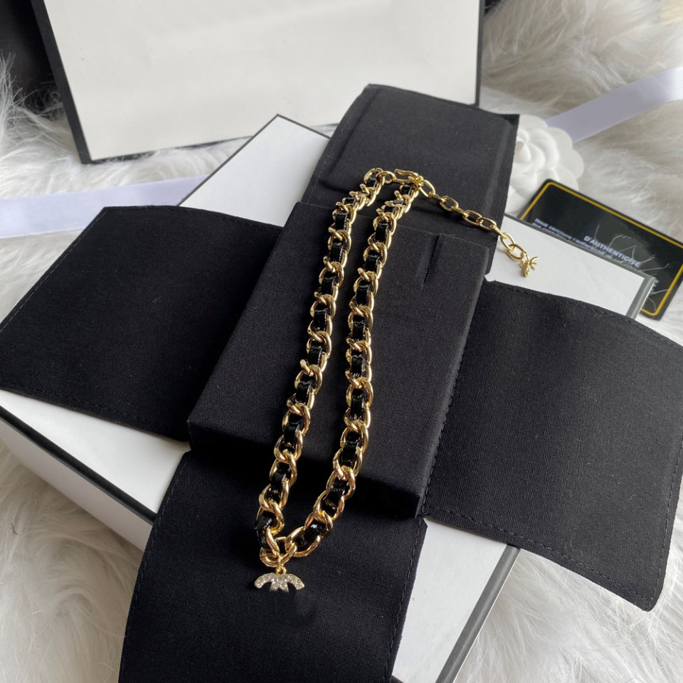 Luxury Designer C-Letter Necklace Choker Chain 18K Gold Plated Brass Copper Crystal Letters Pendant Necklaces For Women Fashion Wedding Jewelry B-image-776494610
