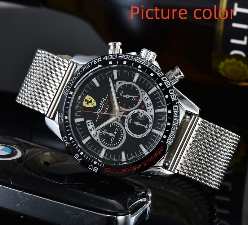 Ferrar 2024 Homme de haute qualité Match de luxe Regères six points tous les cadrans travail masculin quartz watch top marque bracelet en acier c