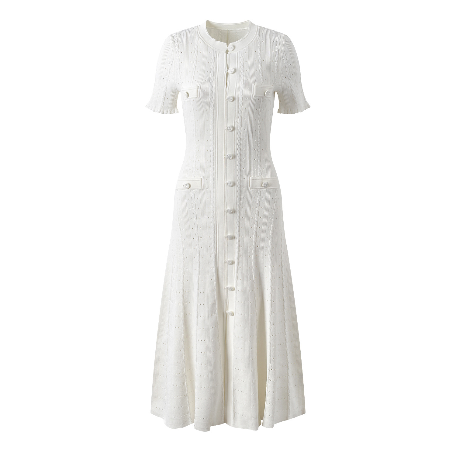 709 XL 2024 Milan Style Runway Dress Summer Dress Crew Neck Short Sleeve Flora Print Brand Same Style Womens Dress Fashion High Quality Yl