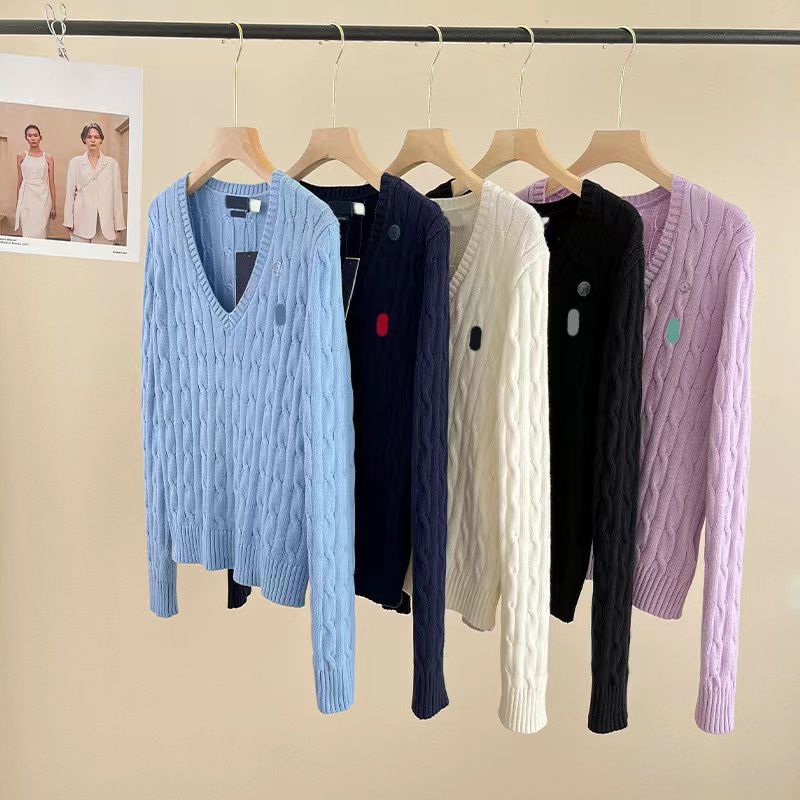 Designer Womens Polo Sweaters V-neck Pullover Sweater Hip Hop Fashion Slim Knitting Clothing Knitted Top
